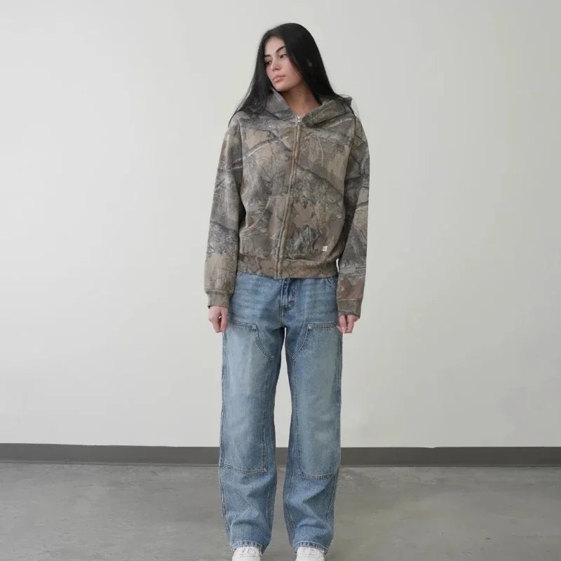 Men's Y2K Camouflage Zip-Up Hoodie