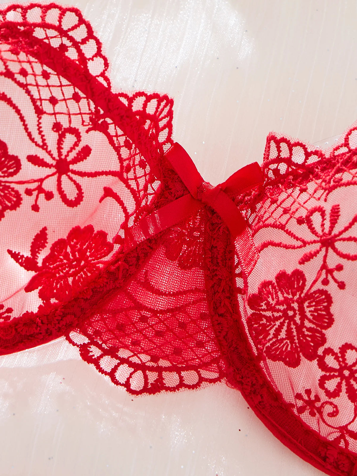 Women's Satin Floral Embroidered Lingerie Set