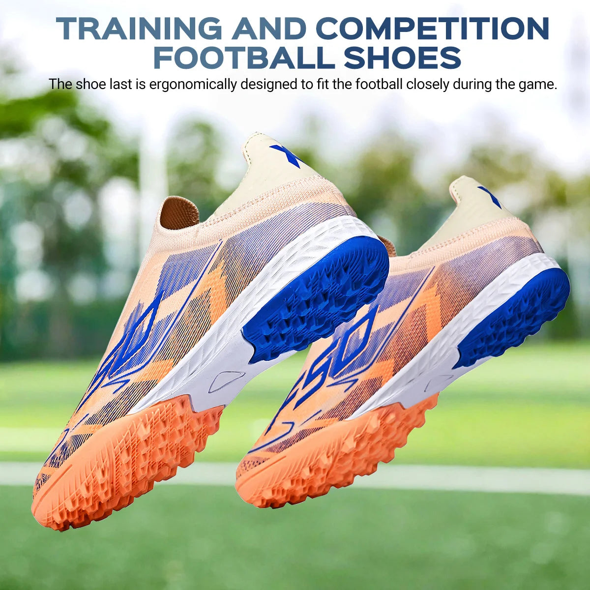Cost-effective TF Football Boots PU Blend Upper Dense Rubber Stud Anti-slip Durable Budget Turf Football Footwear