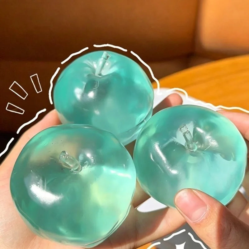 Apple Moldable Stress Ball Coconut Oil Squishy Transparent Apple Non-Bounce Squeeze Ball ASMR Sensory Toy Relieve Stress Toy