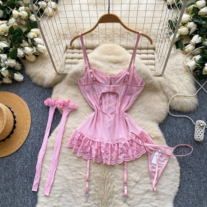 Women's Bow Lace-Up Lingerie Set