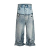 PFNW Niche Colorblock Patchwork Wide Leg Blue Jeans Men's Spring 2025 New Straight Double Waist Design Denim Trousers 28W6048