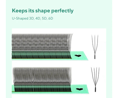 DIYDAY U-shaped 3D 4D 5D 6D Eyelash Extension New Style U Shape W Bloom Lashes Premade Fans Lightweight Fluffy Mink Faux Eyelash
