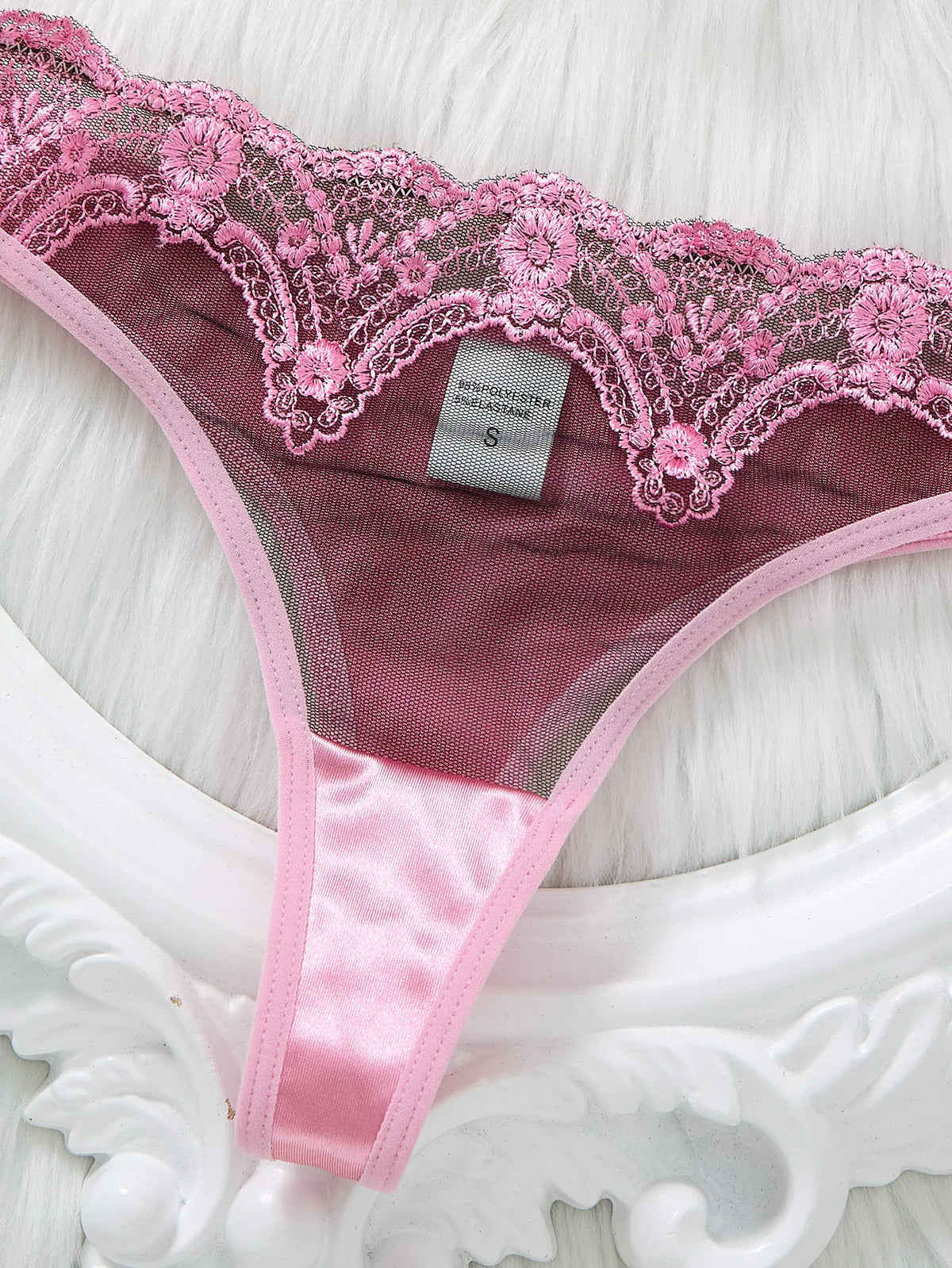 Pink Lace Balconette Bra & Thong Set