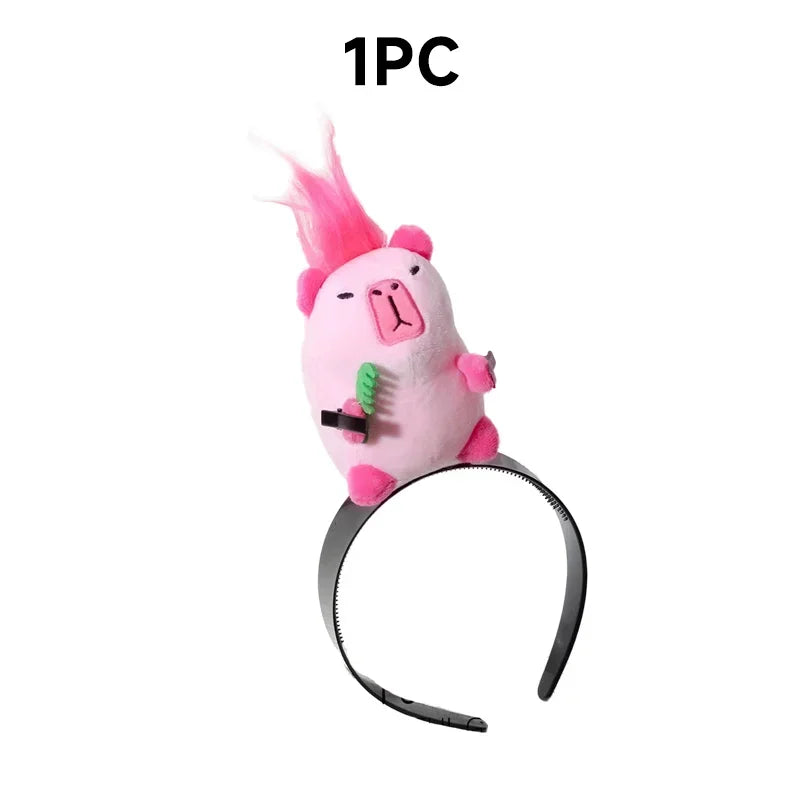 Cartoon Funny Capybara Hair Hoop Headband Summer Women's Cute Face Wash Headband Funny Plush Hair Band Hair Accessories