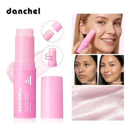 PDRN Pink Collagen Volumer Multi Balm Deep Hydration Plump Smooth Radiant Multi Collagen Stick for Cheeks Eyes Lips Neck Skincare