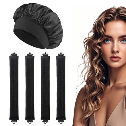 5pcs Heatless Curling Iron Headband With Sleep Cap Soft Curling Iron Sleeping Curler Styling Tool