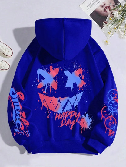Smiley Graphic Streetwear Hoodie
