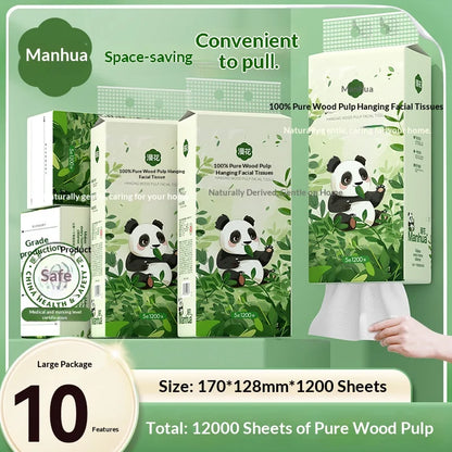 3PCS Family Set, Five Layers, 1200 Thick Large Capacity Napkins, Soft and Non Shedding, Original Wood Pulp Hanging Napkins