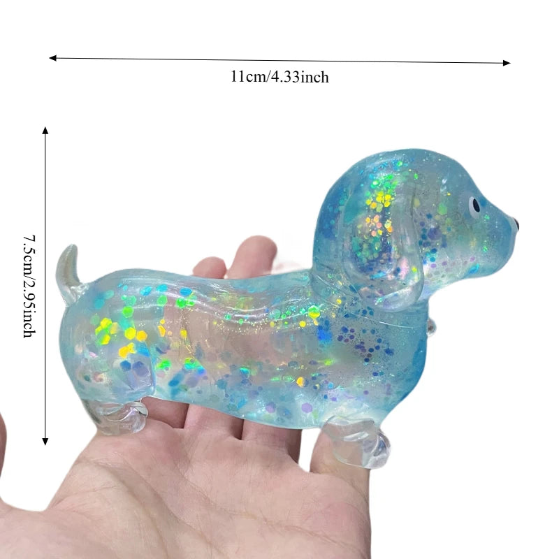 Sparkling Powder Sausage Dog Fidget Squishes Pinch Soft Maltose Texture Stress Relieving Toy Cute Puppy Slow Rising Squishy Toys