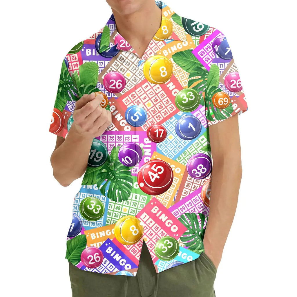 Unisex Bingo Tropical Hawaiian Shirt – 3D Print, Short Sleeve, XS–6XL