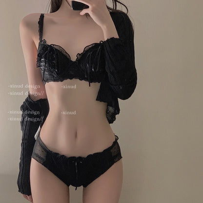 Princess Lolita Bra Set, Pure Lust Lace, Sexy Gathering, Anti-Sagging, Sweet Court Style, Comfortable Underwired Girl Bra Set