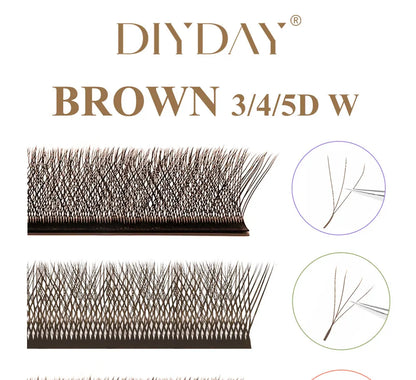DIYDAY Dark Brown 3D 4D 5D Eyelashes W Shaped Premade Fan Lashes Easy Apply Thick Crisscross False Mink Eyelash Extension