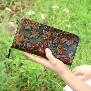 Women's Floral PU Leather Long Wallet – Large Capacity Card Holder & Coin Purse, 8 Styles - TRYSHOPPY