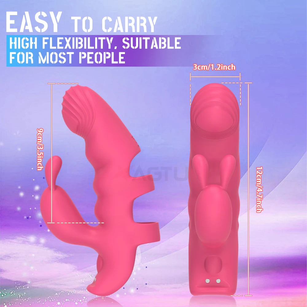 2 In 1 Rabbit Vibrators Finger Vibrator Adult Sex Toys for Women, Clitoral Nipple Butterfly Vibrators for Women G-Spot Massager