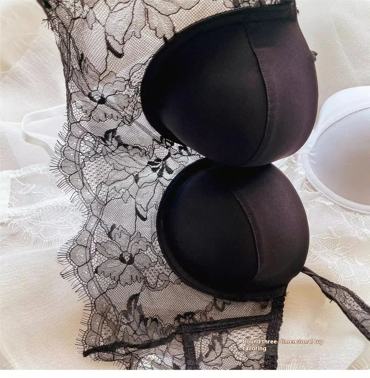 Sexy Lace Underwear Female Poly Poly Thin Soft Steel Ring up Support Anti-Sagging Collect Vice Breasts Solid Color Back Bra Set