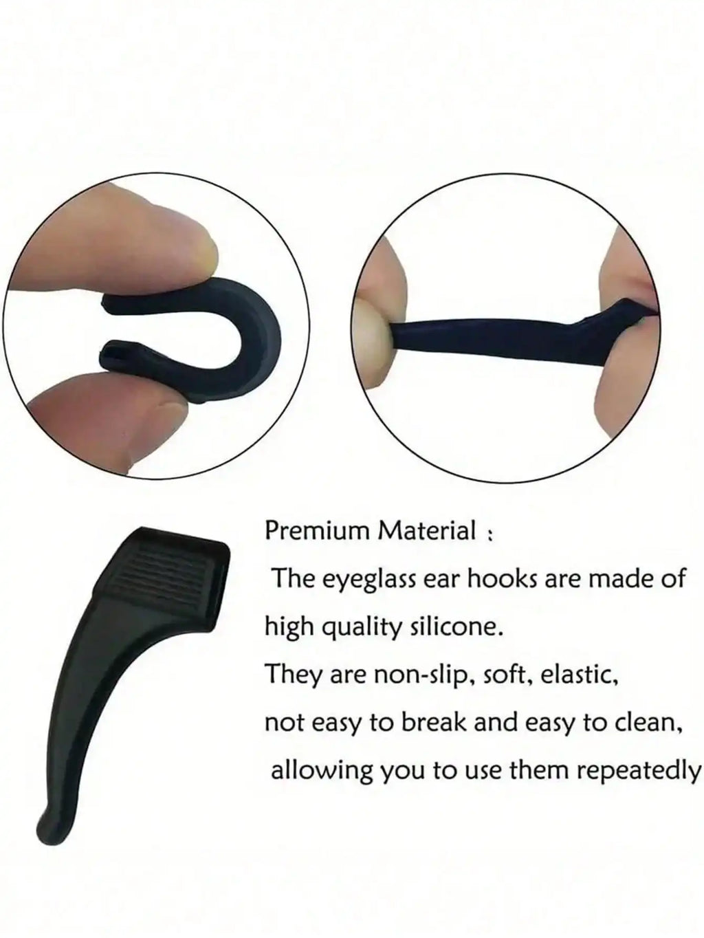 4~40pcs Anti-Slip Silicone Ear Grip Glasses Eyeglasses Leg Ear Hook Stopper Bracket Fastener Accessories Temple Tip Eyewear Holder Glasses Accessories For Women Clear