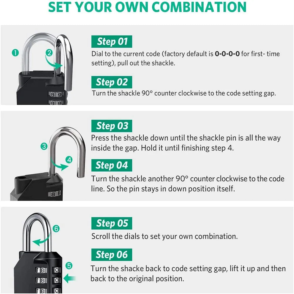 1pc Combination Lock Resettable 4 Digit Padlock with Combination Waterproof and Heavy Duty Combination Padlock Outdoor Indoor
