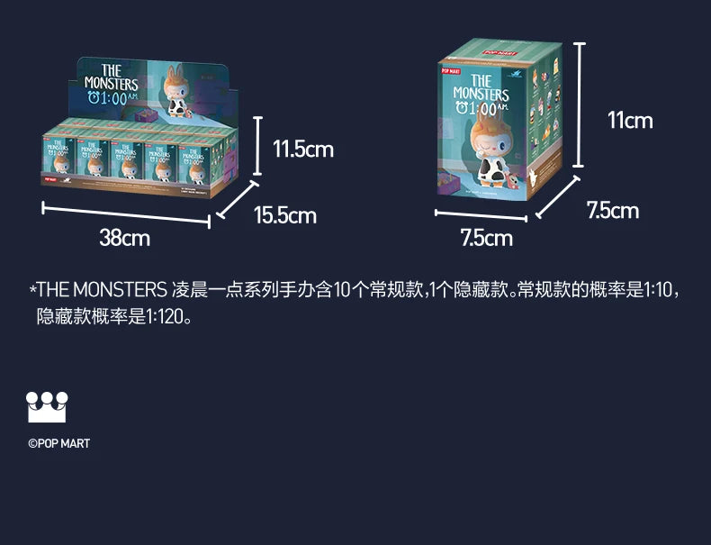 POP MART LABUBU THE MONSTERS 1:00 A.M. Series Mystery Box Genuine Blind Box Guess Toys Bag Ornament Figurines Home Decor Desktop