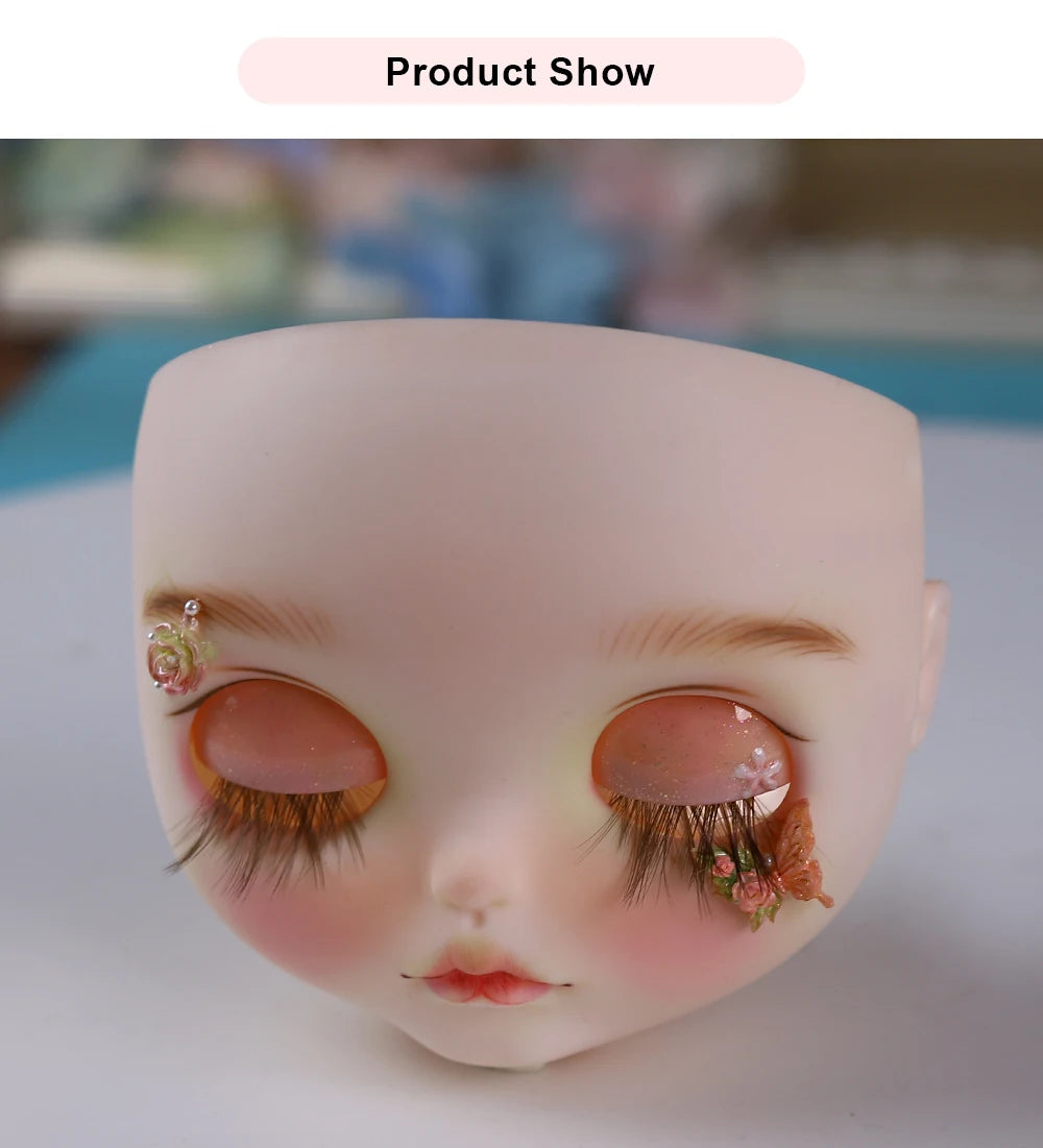 Blyth 1/6 doll hand drawn makeup face shell Blank Makeup DIY frosted face handmade