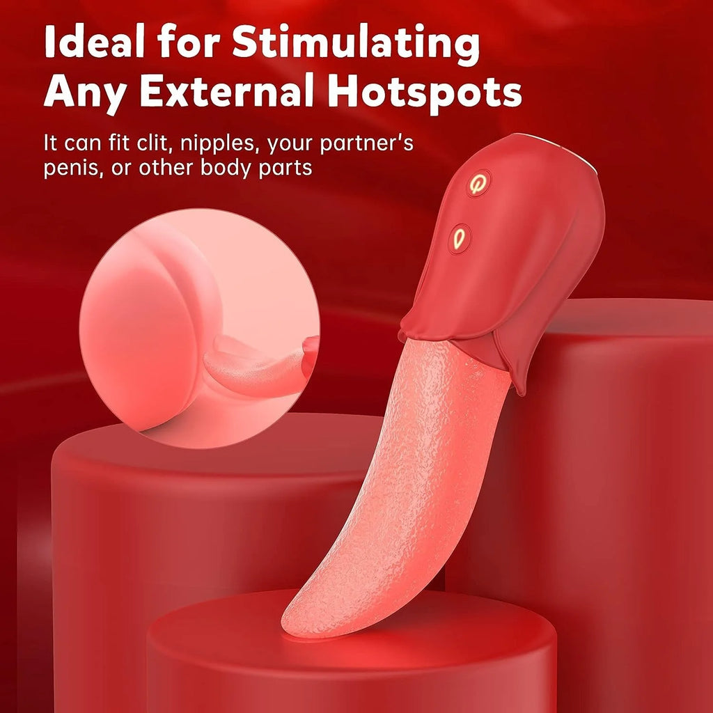 Clitoral Vibrator Adult Sex Toys for Women,Rose Sex Toy Realistic Tongue Vibrators Toys for Licking Clitoris Nipple Massager