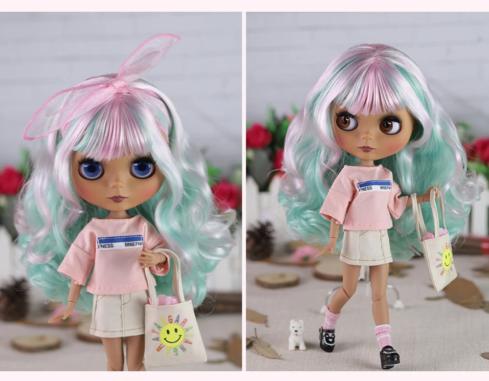 ICY DBS Blyth doll 1/6 bjd joint body doll black skin including clothes shoes casual with 30cm toy gift