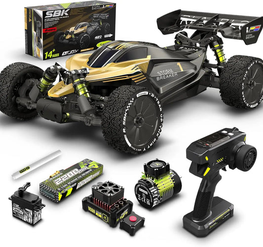 1/10 Scale Brushless RC Monster Truck, 4WD RTR Buggy, Max 50+ MPH, Waterproof, Carbon Fiber Body, Black, for Ages 14 and Up