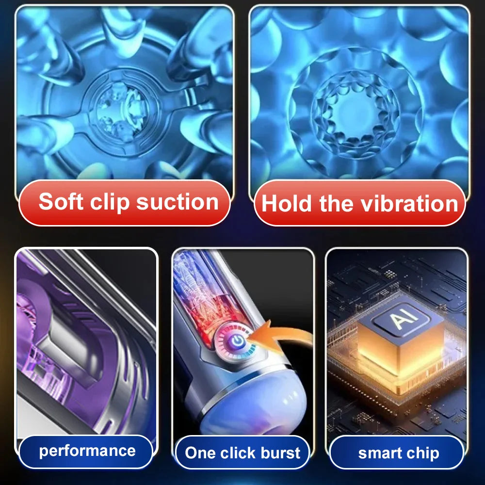 Vacuum Male Electric Masturbator Cup  Penis Machine Silicone Real Vaginal Multiple Modes Strong Vibration Adult Toys for Men