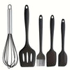 5pcs Colorful Silicone Kitchen Utensil Set Large Scraper Small Scraper Mixer Oil Brush Long Spatula Color Baking Kitchen Tools