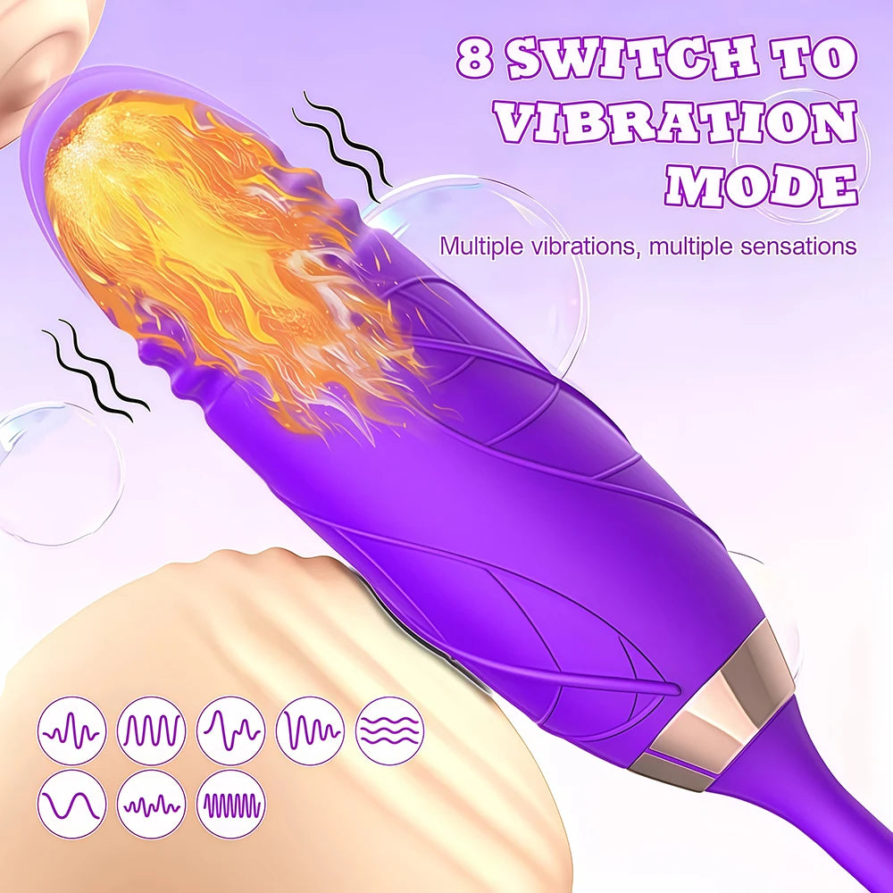 2 IN 1 Thrusting Vibrator for Women Clit Stimulator Telescopic Sucking Oral Biting Female Rose Sex Toy Clit Sucker Adults Good