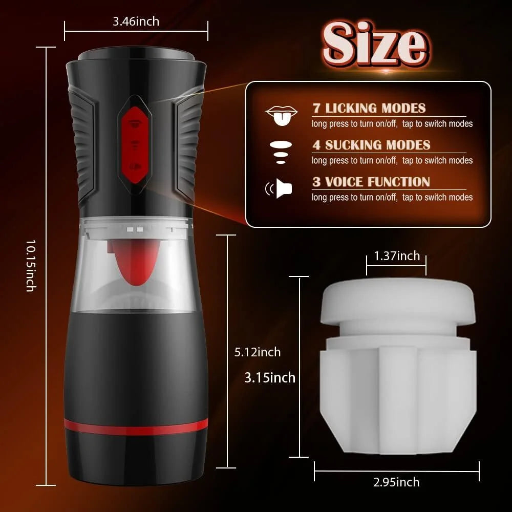 Male Masturbator Sex Toys for Men - Adult Toy with Tongue Licking & Sucking Modes, Blowjob Pocket Pussy Hands Free Sex Machine