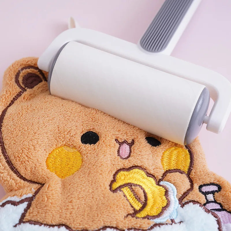 Kawaii Cartoon Bubu Dudu Hand Towel Double Layer Thick Absorbent Coral Fleece Hanging Towel Cute Cartoon Towel for Home Towel