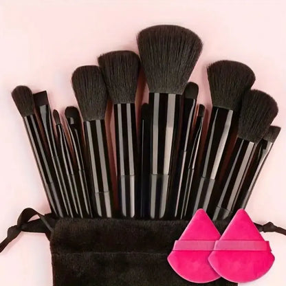 Professional Makeup Brush Set with Sponge & Storage Options