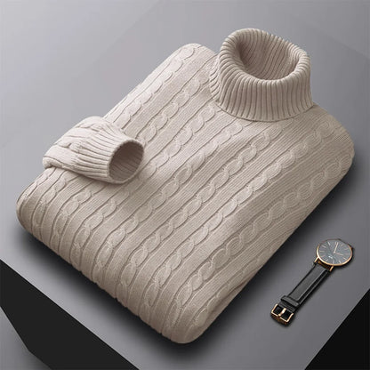 Men's Solid Knit Turtleneck Sweater