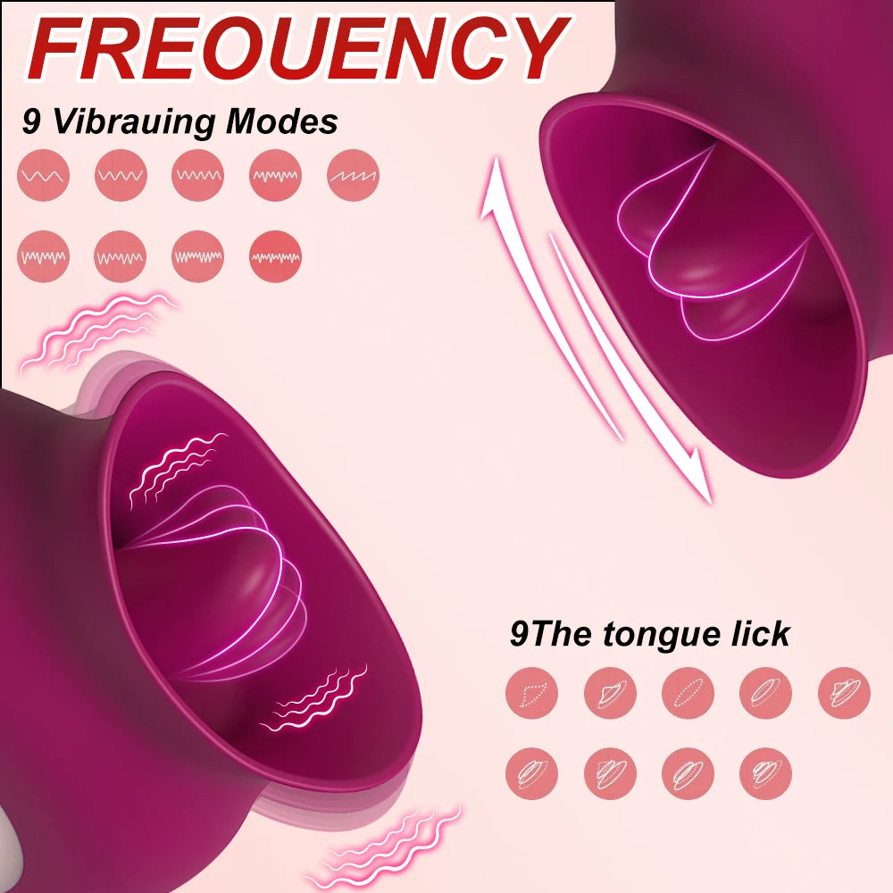 Tongue Licking Vibrator G Spot Clitoris Stimulator Nipple Massager 9 Vibration Modes Masturbator Adult Sex Toys for Women