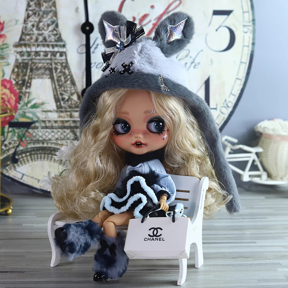 ICY DBS Blyth 1/6 Doll Hand Painted Set Tan Skin Long Eyelash Sleeping Doll Set SD
