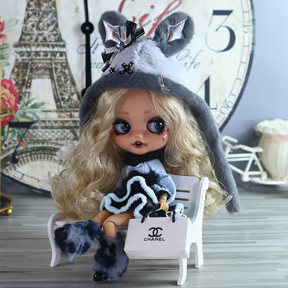 ICY DBS Blyth 1/6 Doll Hand Painted Set Tan Skin Long Eyelash Sleeping Doll Set SD