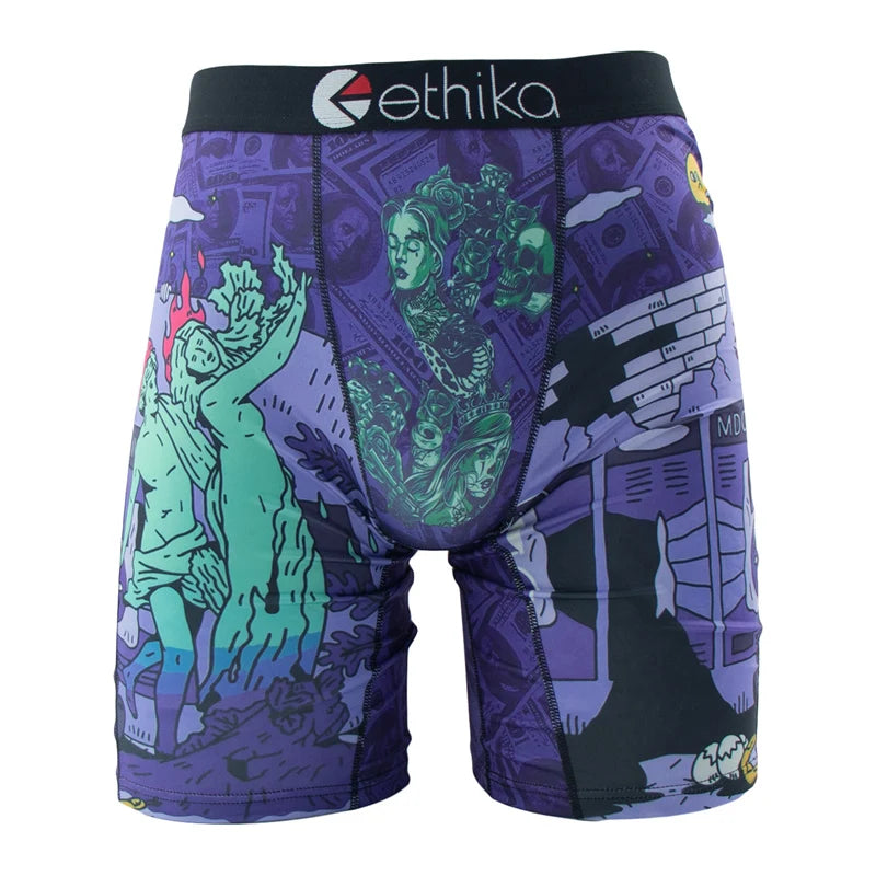 ETHIKA Men Underwear Boxers 1Pcs Breathable Mesh Crotch Man Swimming Underpants Plus Size L-3XL Mens Panties Men's Boxers Briefs