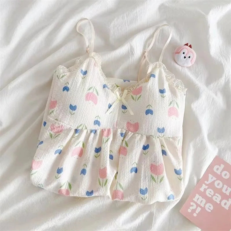 Women's Floral V-Neck Halter Nightgown