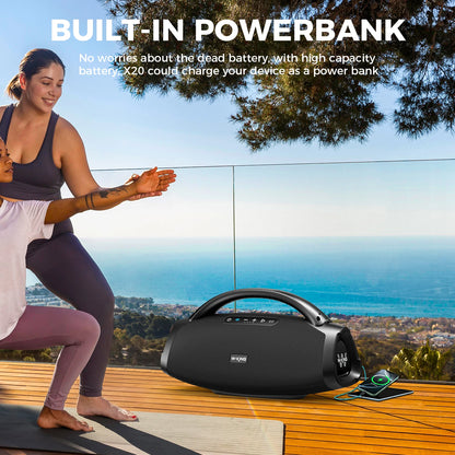 W-KING X20 200W RMS Portable Bluetooth Speakers, Massive Bass Party Boombox IPX7 Waterproof Speaker Large, Loud Outdoor Speaker