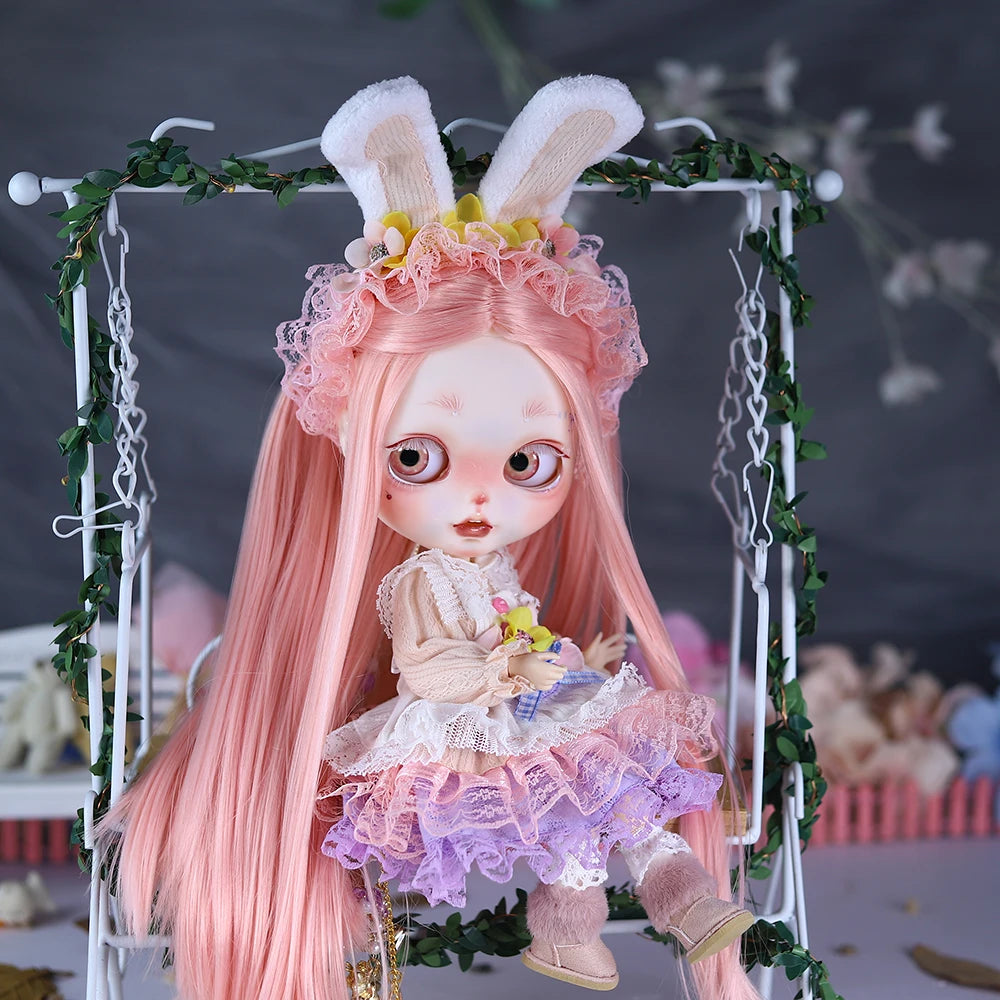 ICY DBS Blyth 1/6 Doll Hand Painted Set Cute Bunny Frosted Face Doll Set SD