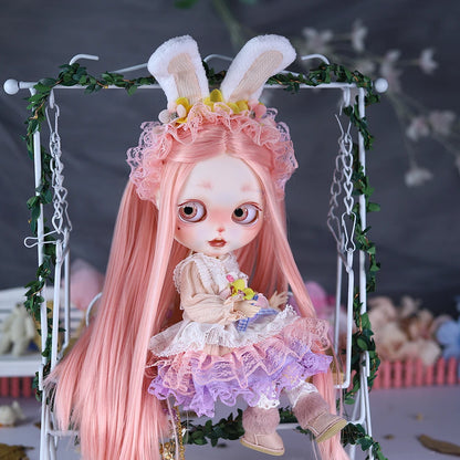 ICY DBS Blyth 1/6 Doll Hand Painted Set Cute Bunny Frosted Face Doll Set SD