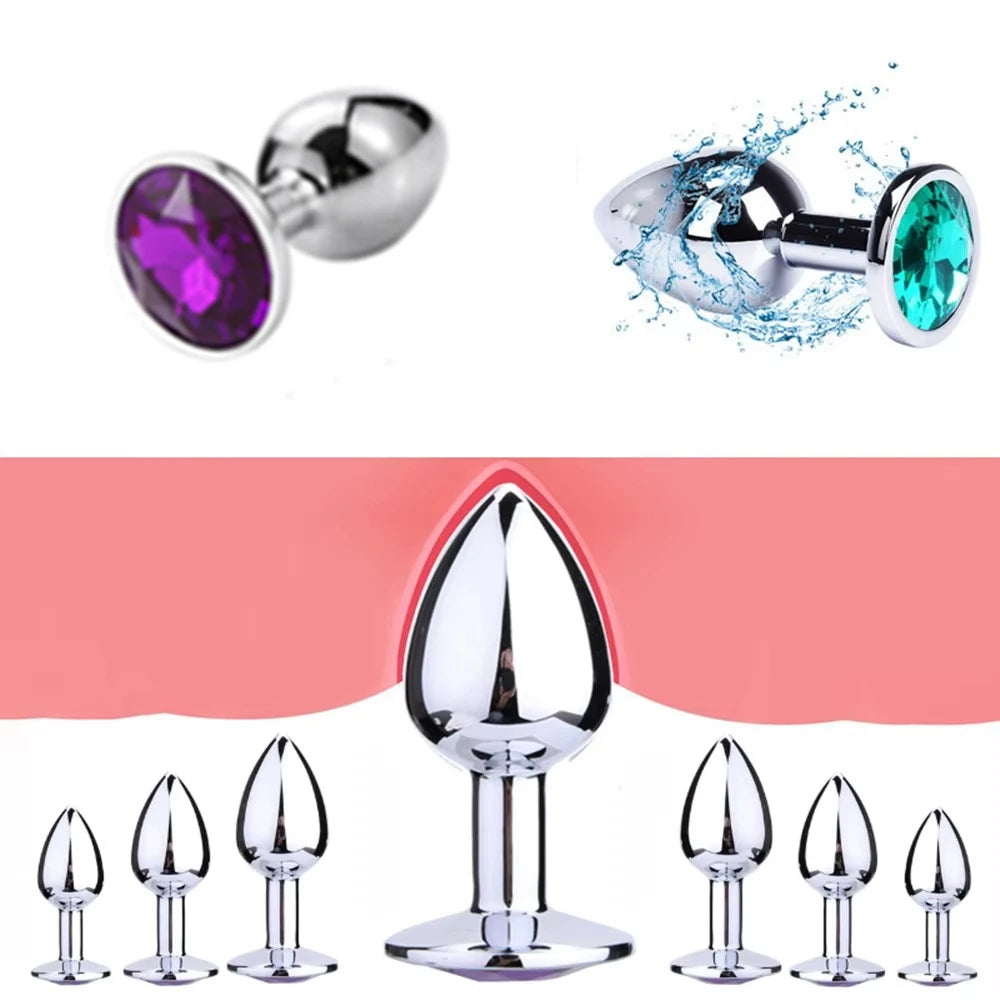 Metal Anal Plug  Jewel Decoration Butt Beads Sex Prostate Massager Anus Toys For Women and Man Couple Gay 3 Size