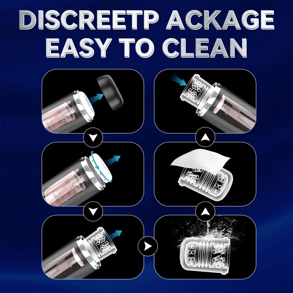Automatic Telescopic Rotation Male Masturbator Man Masturbation Cup Simulation Piston Blowjob Pocket Pussy Adult Sex Toy for Men