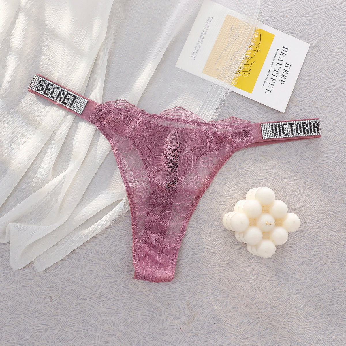 Women's High-Waist Lace Thong Panties