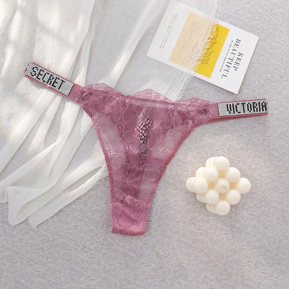 Women's High-Waist Lace Thong Panties
