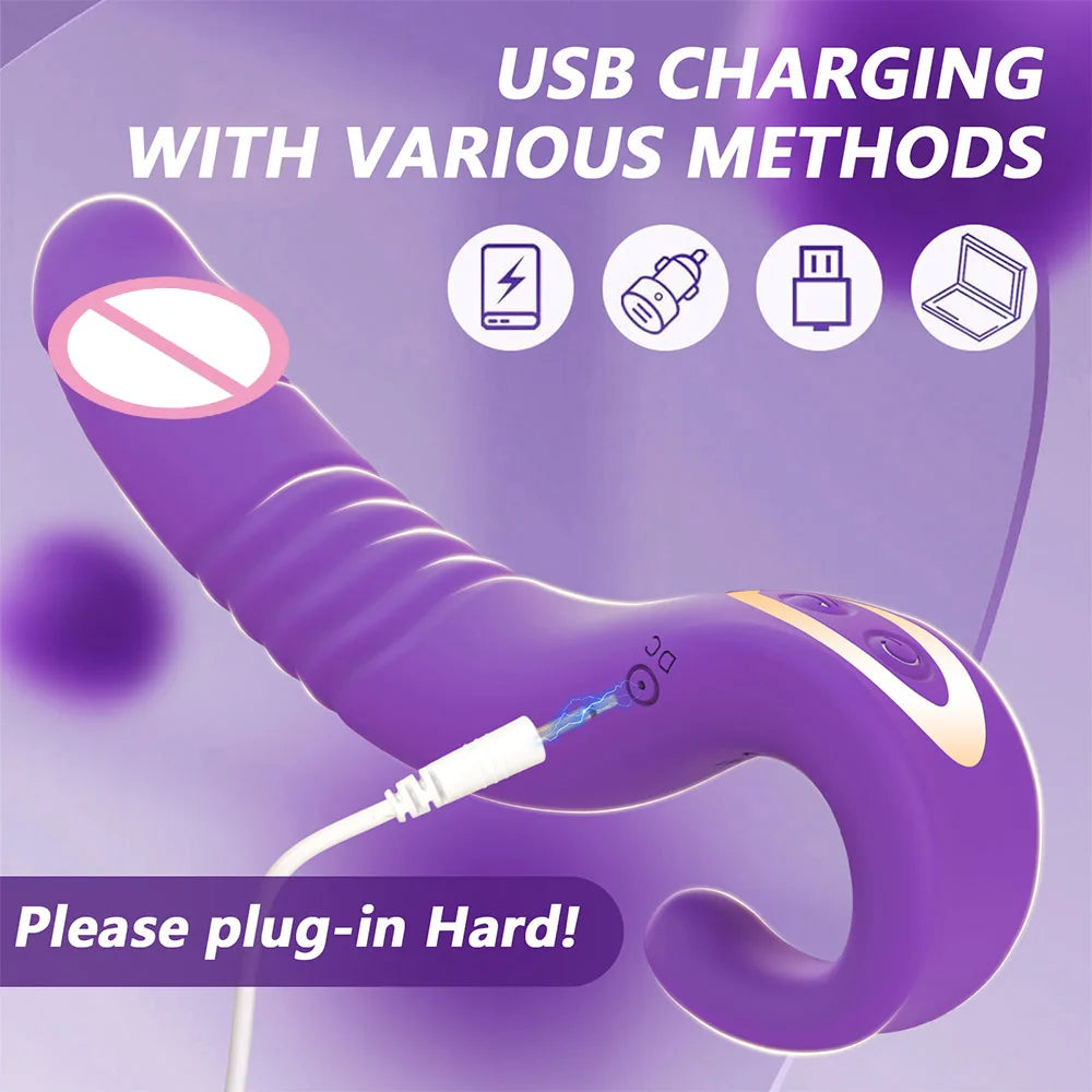 Powerful Telescopic Dildo Vibrator Female G-spot Clitoral Anal Stimulator Vagina Massager Sex Toy Couple Adult Supplies