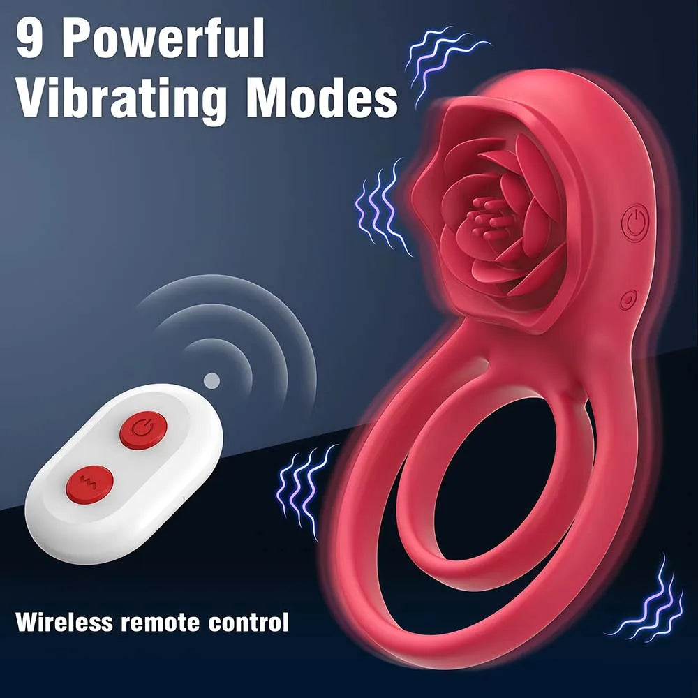 Penis Ring Vibrator 7 Modes Cockring Sexual Stimulation Long Lasting Stronger Male Rose Sex Toys for Couple Pleasure Adult Toys