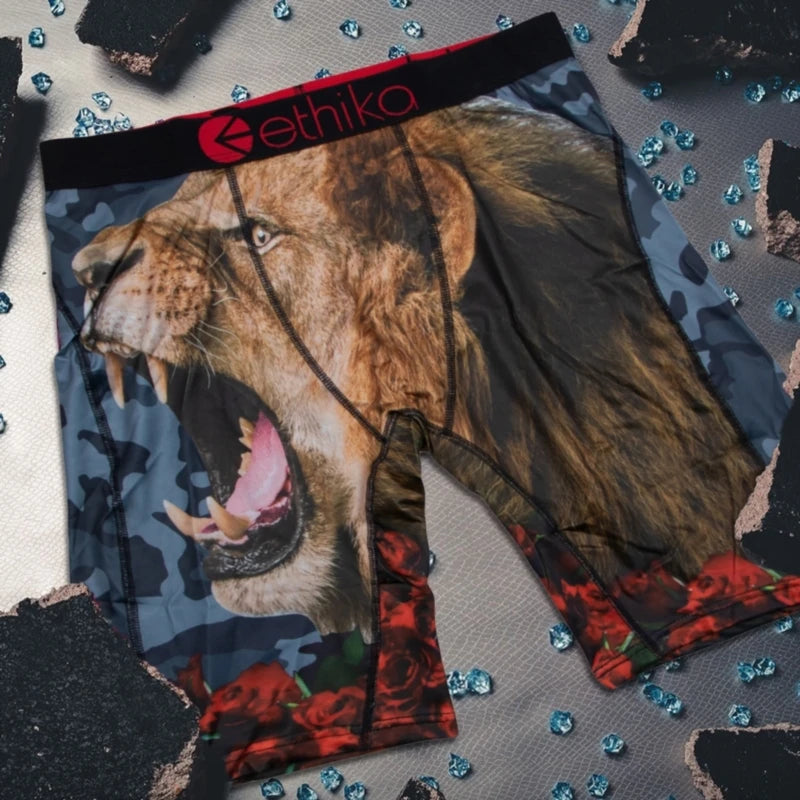 ETHIKA 1Pcs Men Underwear Boxers Breathable Mesh Crotch Man Underpants Plus Size Mens Panties L-3XL Printed Men's Boxers Briefs