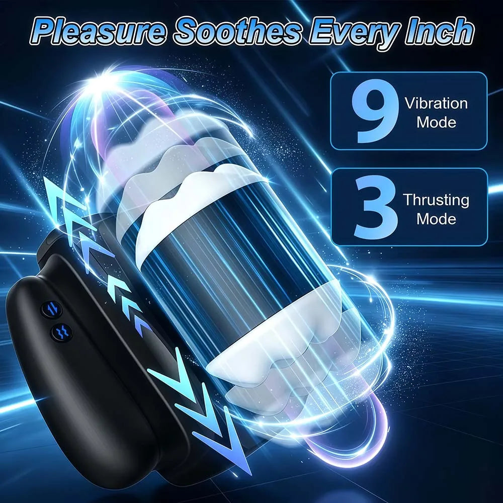 Automatic Male Masturbation Cup Telescopic Vibrating Pocket Pussy with Holder Penis Trainer Sex Machine Adult Sex Toys for Men